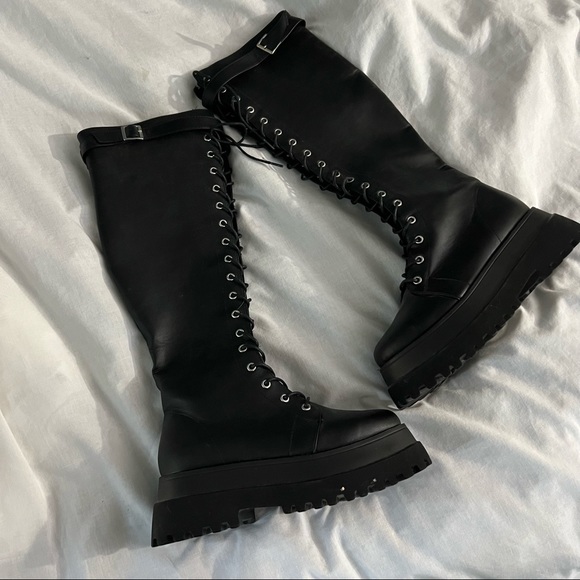 Dolls Kill Shoes - NEW ASOS Y2K Mall Goth Platform Mid Calf Boots Halloween